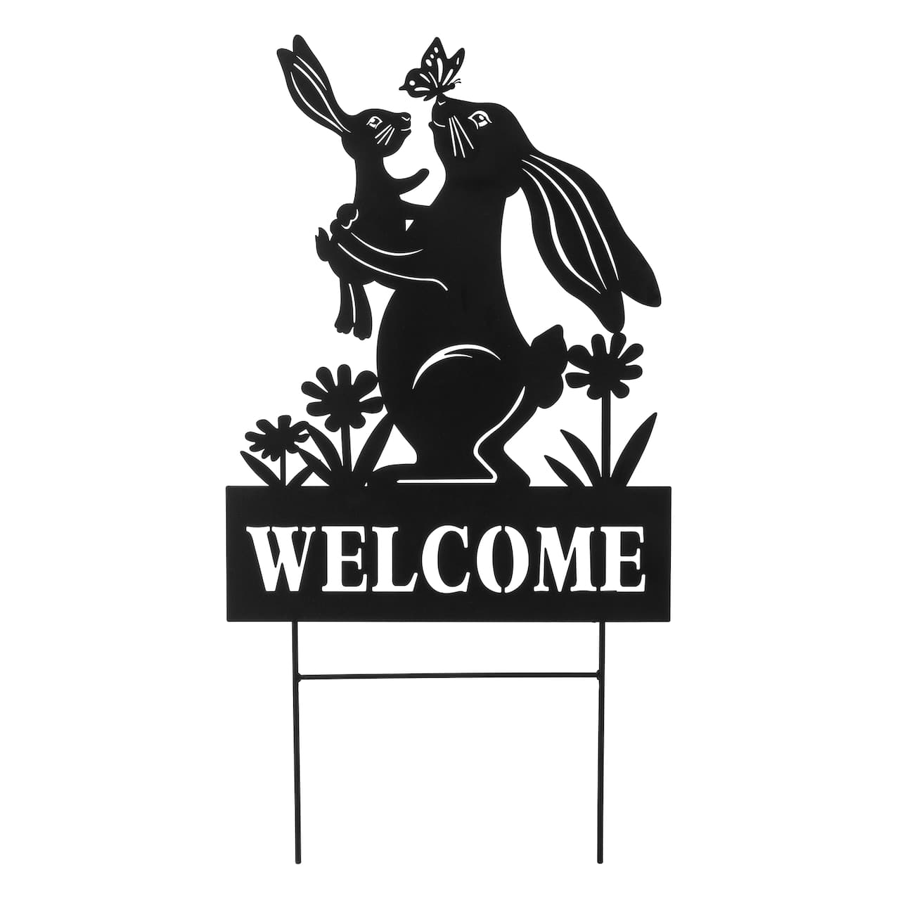 Glitzhome® 30" 2-in-1 Painted Metal Rabbit Silhouette Garden Yard Stake & Wall Decor